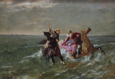 The Ride of Saint Guénolé and King Gradlon by Evariste Vital Luminais